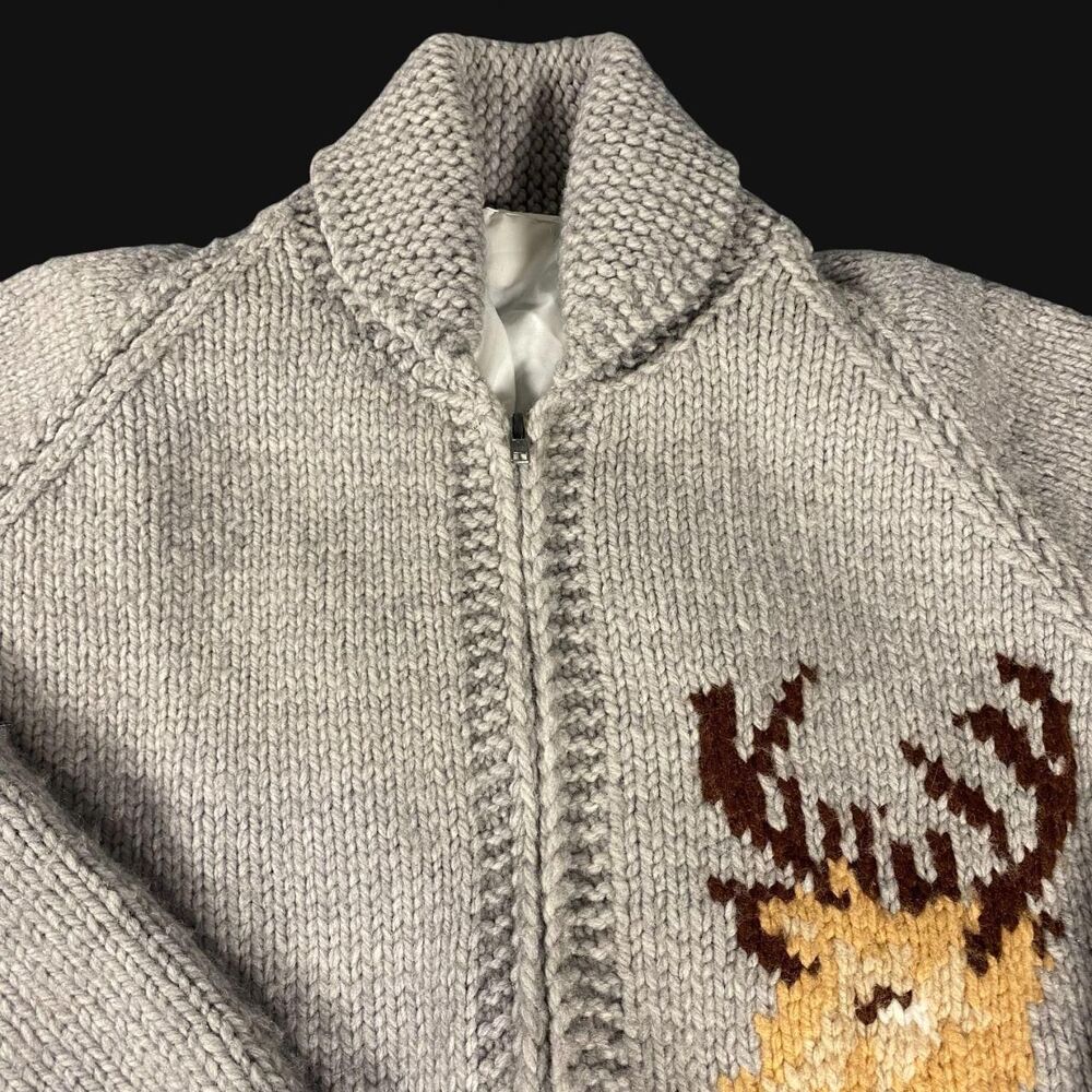 True Vintage Cowichan Handmade All Wool Sweater 1950's/1960's Full Zip - Picture 3 of 6
